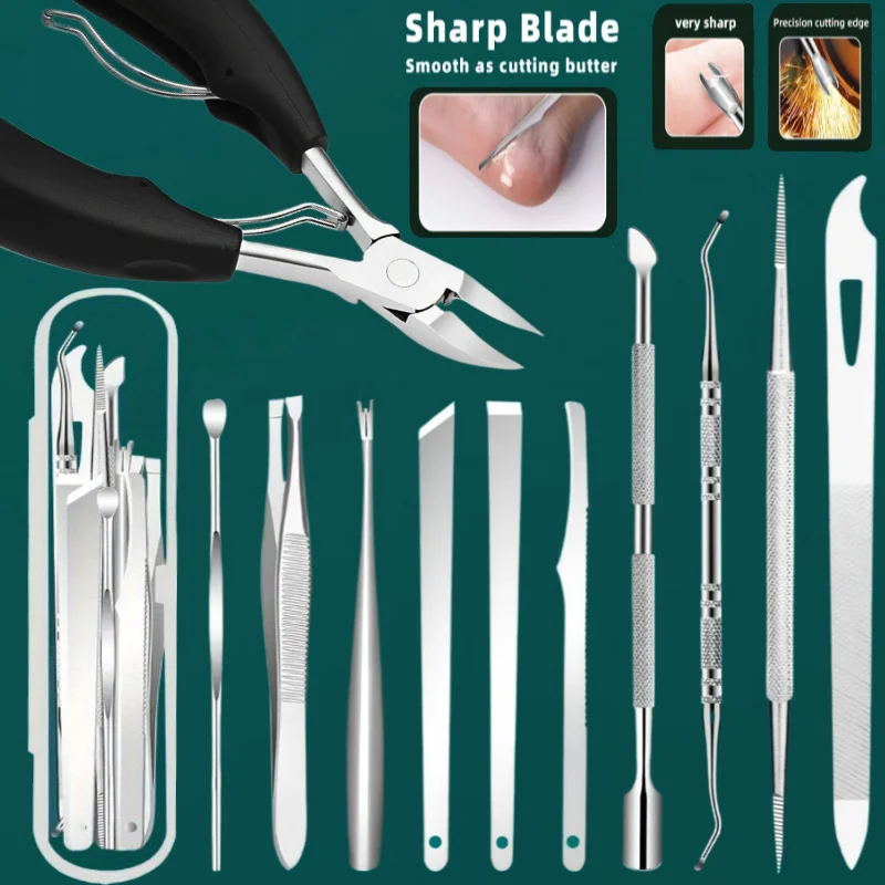 1/10/11pcs Stainless Steel In-Growth Toenail and Cuticle Removal Kit - Odorless Pedicure and Manicure Suitable for Nail Polish