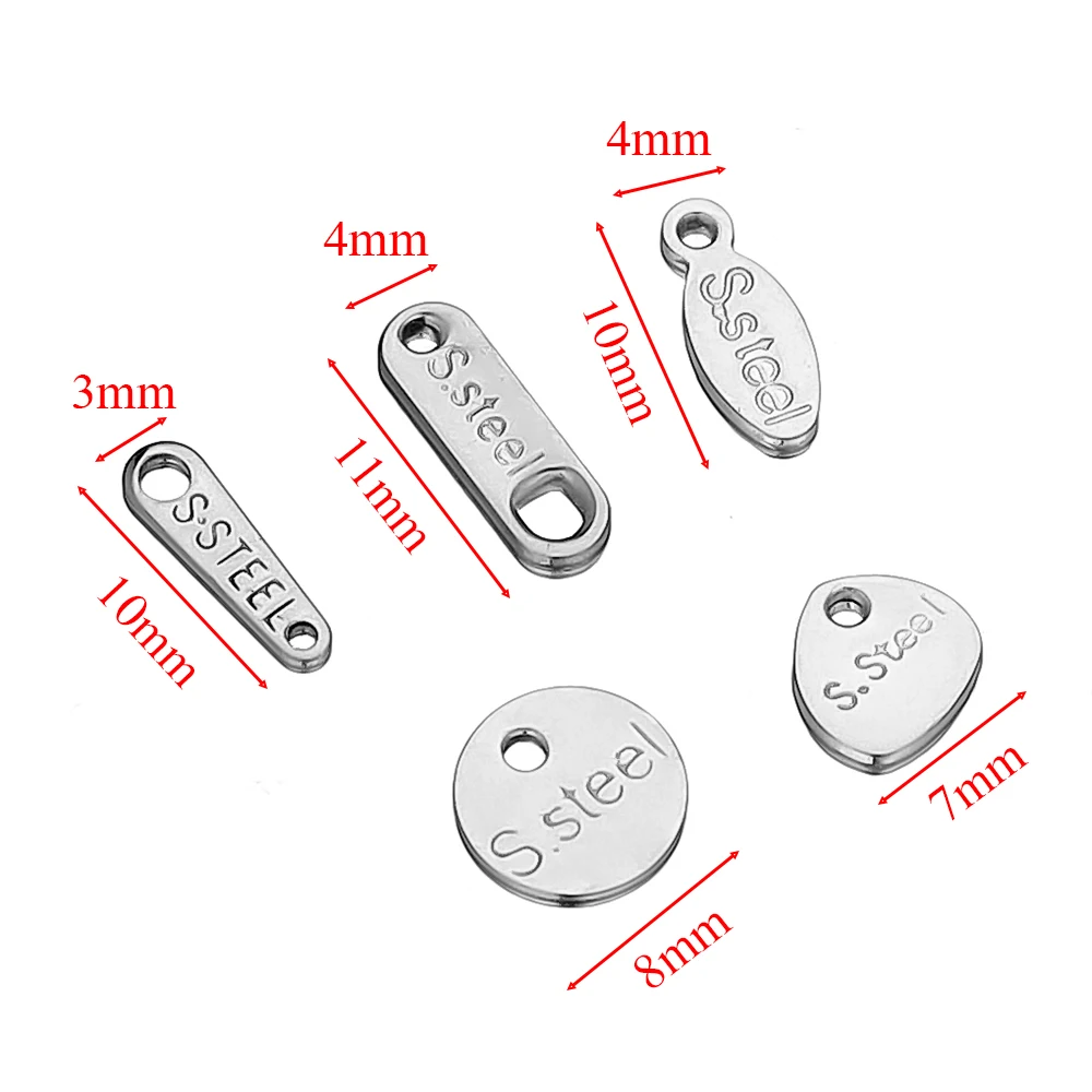 Aço inoxidável Small End Tail Charms, Colares, Correntes Estendidas, Pingentes Descobertas, Fazer Jóias DIY, Acessórios para Presentes, 50Pcs