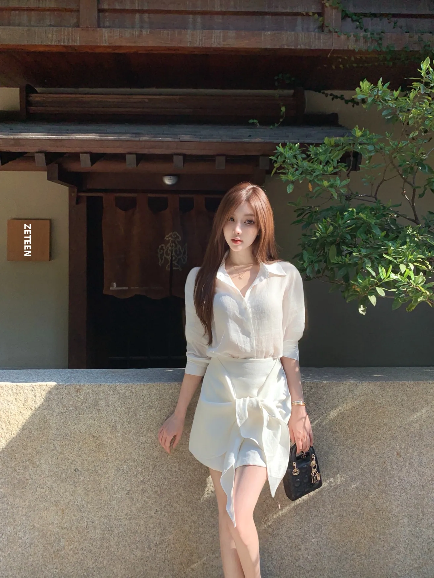 

JUNSTUDIO Women's Linen irt Summer 2025 Simple Lazy Sle Faionable Top Relaxing mat Design Ladies' Premium Clothing