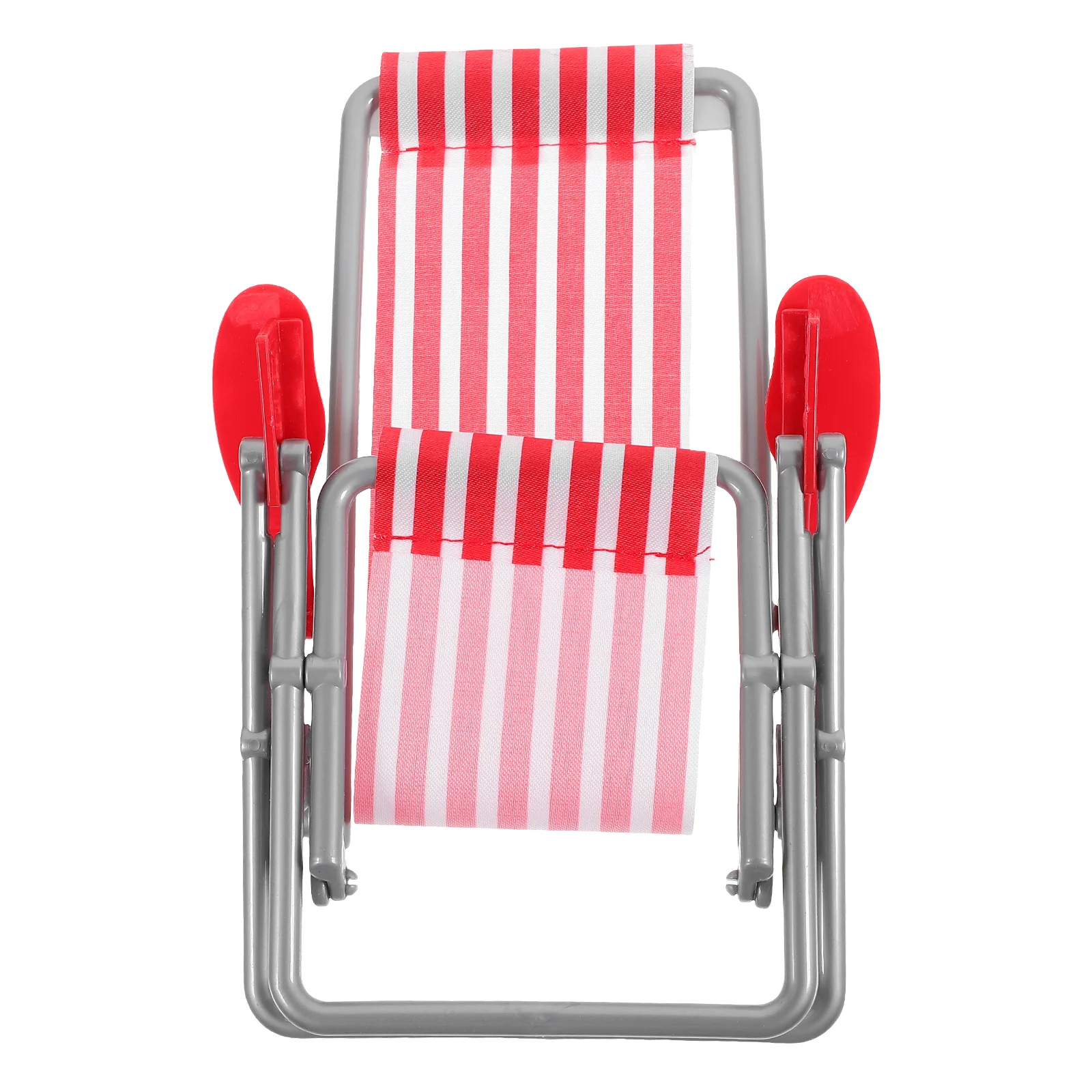 

Mini Beach Chair Toy Yellow Green Striped Foldable House Furniture Miniature Lounge Deck Chair Model Stable Plastic