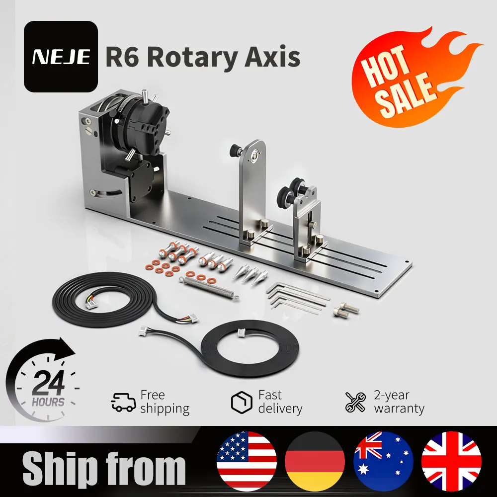 

9-in-1 Rotation Roller A-Axis Quick Operation Chuck R6 Rotary For NEJE Laser Engraving Attachment Rings Spherical Objects Cups