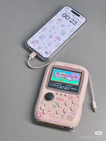Kitty Mini Power Bank Portable Retro Handheld Game Console with Soft Light Color Screen Ideal Birthday Gift for Girls