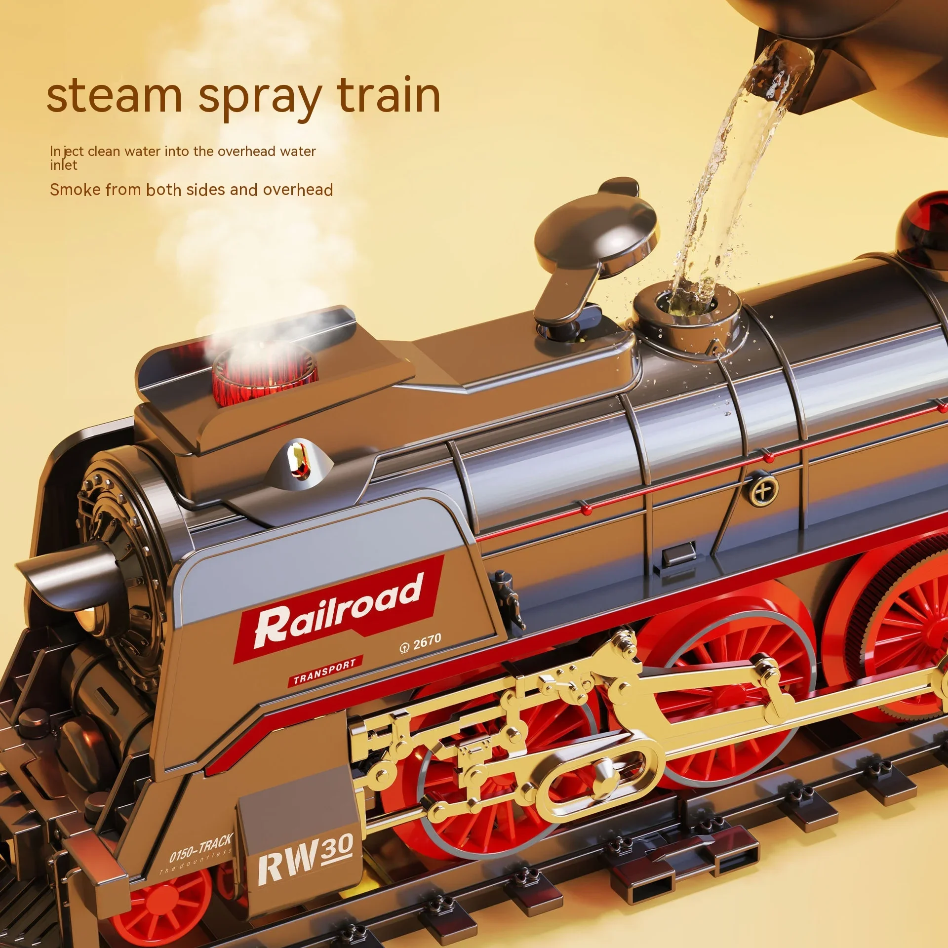 Traje de pista de tren de vapor Retro, simulación de Spray eléctrico, modelo de tren pequeño, juguete de tren de regalo para niños