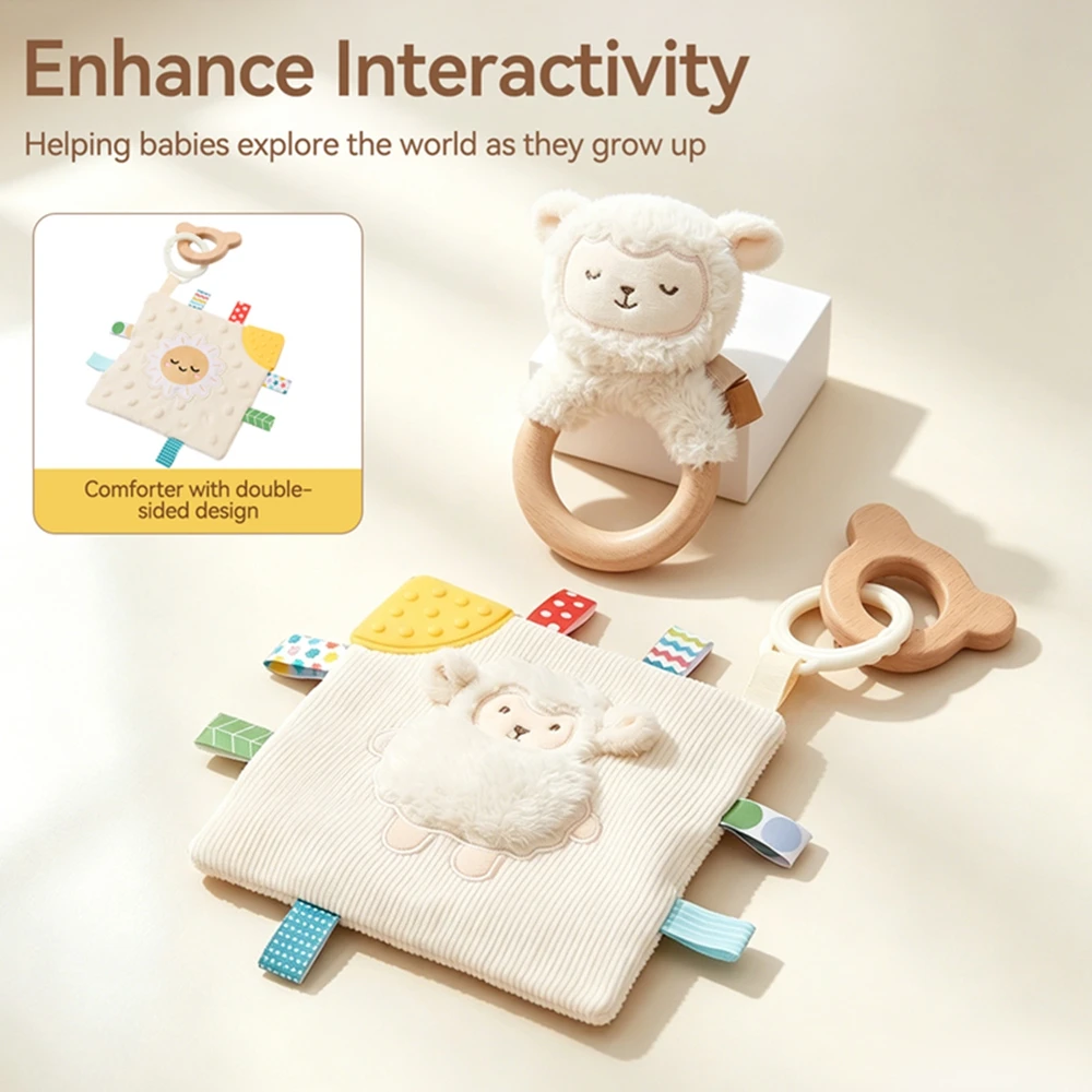 Cute Little Sheep Baby Comfort Toy Soft Plush Sheep Comfort Set Promotes Sensory Development Early Learning Educational Toy Gift