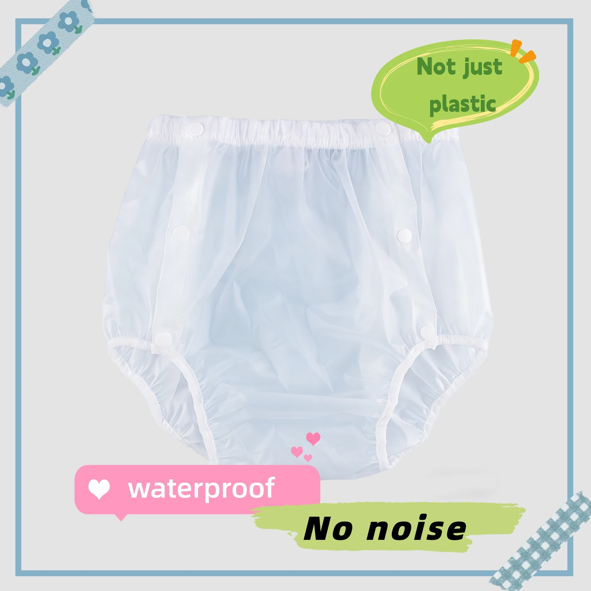 Factory Direct Supply Clear Reusable Adult Diaper Cover Waterproof TPU Snap Button Incontinence Care Pants Easy To Put On