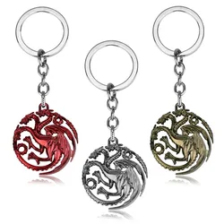 House Targaryen Badge Keychain Wolf Head Drodon Rhaegal Blood Dragon Stark Family Winterfell Hollow Pendant Gift Trinket