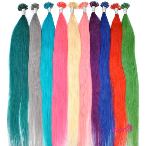 Imagen 2 del producto Extensiones de cabello humano con punta en U para mujer, extensiones de queratina de 0,5g/hebra de 20 "", Color liso, para salón, una variedad de colores
