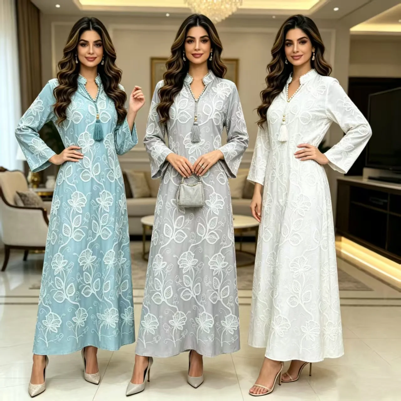 

Muslim Dress Women Abaya Party Dresses Embroidery Long Robe Eid Jalabiya Ramadan Morocco Dubai Abayas Kaftan Islam Vestidos