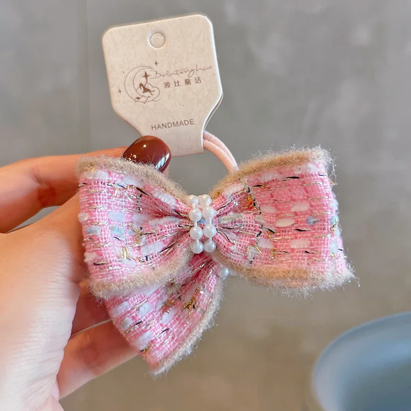 

Новые осенние заколки для волос, корейские тканевые клетчатые банты, жемчужные заколки, набор резинок для девочек, детские нескользящие аксессуары для волос