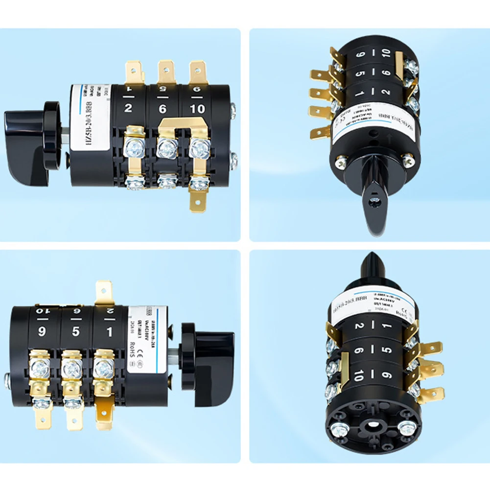 Industrial Rotary Cam Switch HZ5B-20/3 3P 8 Position AC380V 20A for Milling Machines Inverter Welders and Automation Equipment