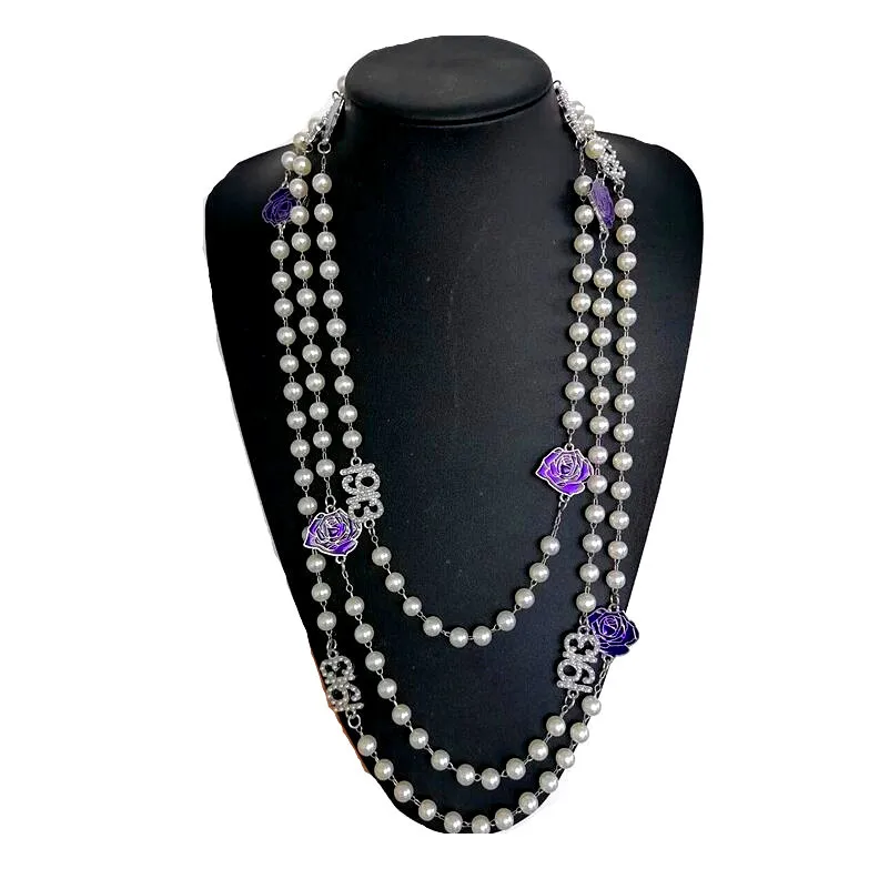 Chokers Statement Women Greek Fortitude Purple Violet 1913 Sorority Pearl Delta Necklaces Jewelry