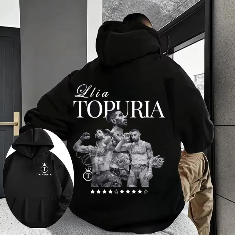 Jersey de edición limitada El Matador Ilia Topuria para hombres y mujeres, sudadera holgada de algodón puro estampada de otoño e invierno