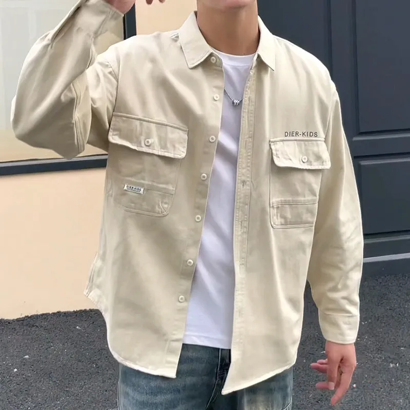 

High Quali Cotton Workwear Jaet Long Sve irt Waed Casual Faionable Outerwear for Men Spring Autumn Winter