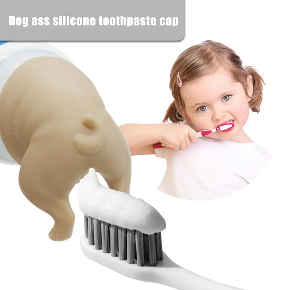 Dog Butt Toothpaste Dispenser Pooping Toothpaste Cap Funny Pooping Dog Butt Toothpaste Topper for Easy Bathroom Decor Universal