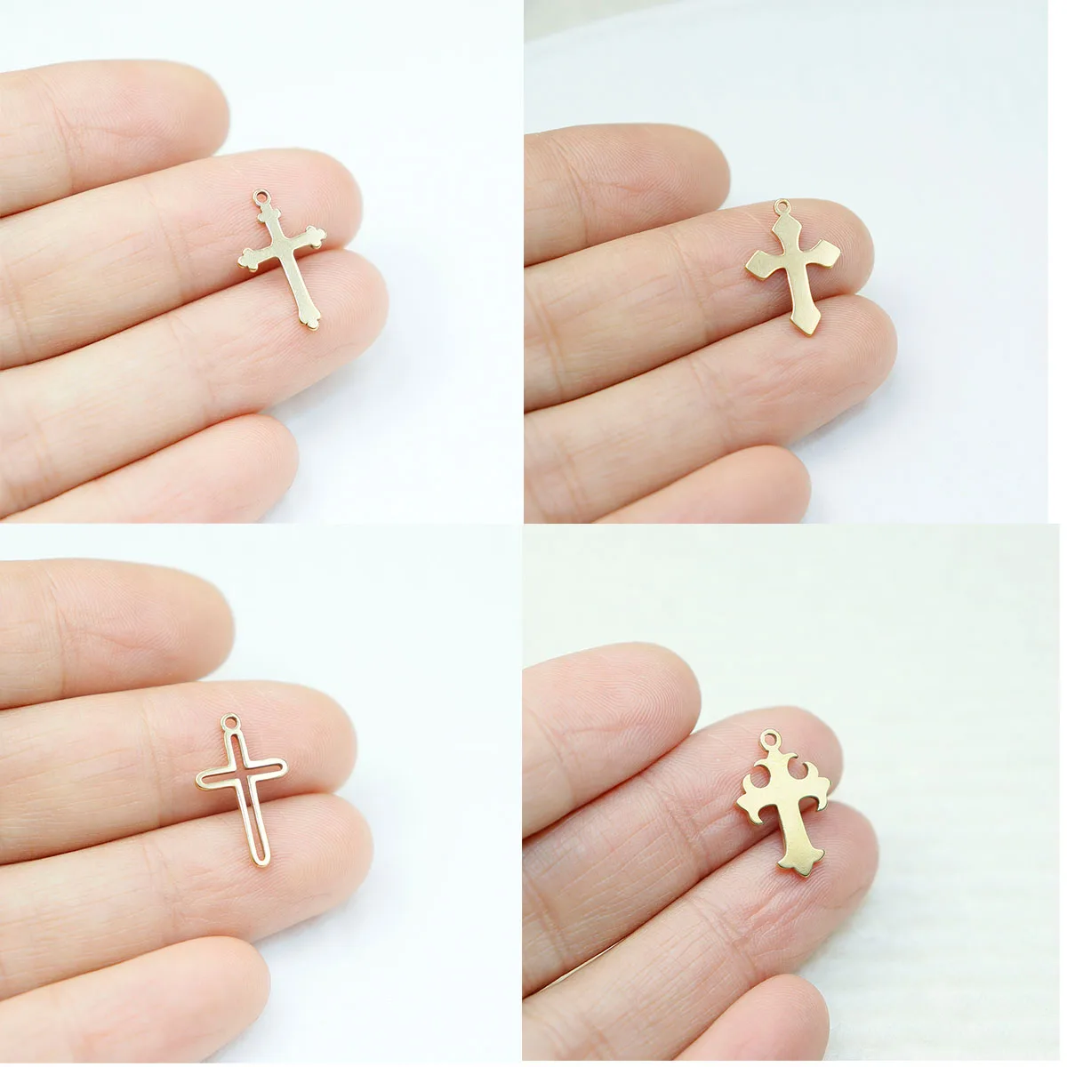Croix en acier inoxydable 304L, 10 pièces, accessoire de bijoux à la mode, artisanat DIY pour collier, plaqué sous vide PVD, étanche, antiallergique