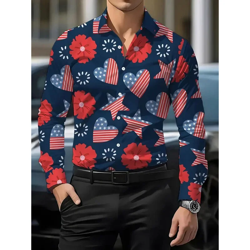 Men's 3D Printed Pattern Shirt Long Sleeve Shirt Collar Clothing Casual Comfort Street Outdoor Fashion Design