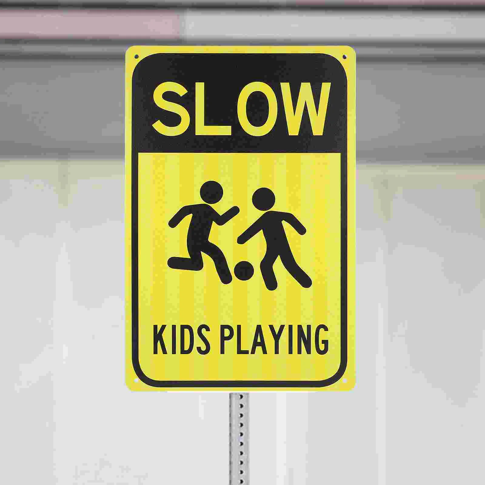 Street Sign Slow Down Road Sign Kids Play Caution Sign Metal Road Sign Traffic Street Sign Kids Slow Down Sign Warning Traffic