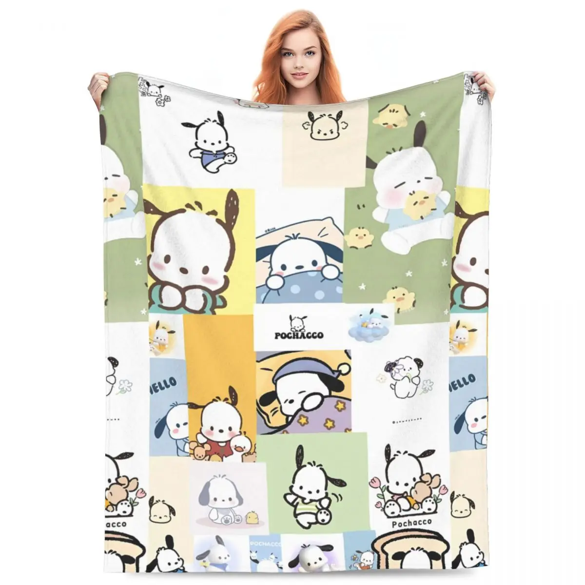 Pochacco Blanket Quality Super Warm Sanrio Throw Blanket Spring Camping Couch Chair Novelty Bedspread