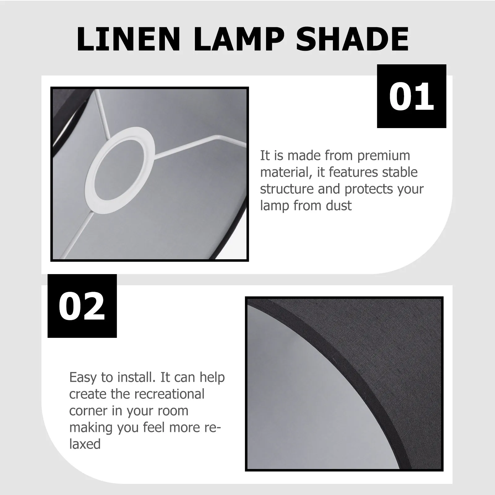 

1Pcs Beige Linen Art Cloth Lamp Shade Stable Light Cover for Living Room Bedroom Desk Home Light Decor Elegant Bedside Lampshade