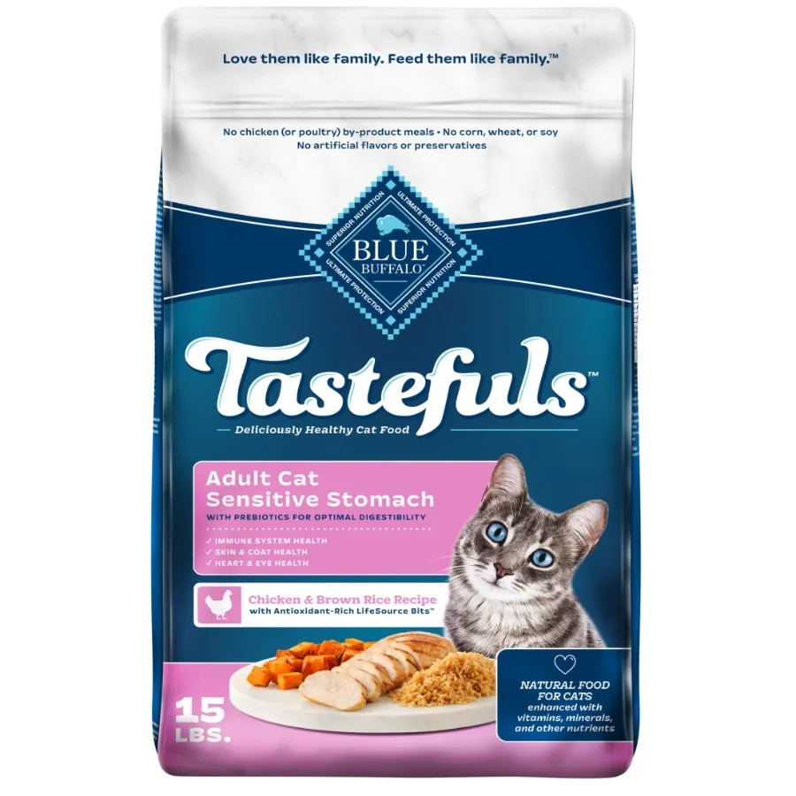 

Сухой корм для кошек Tastefuls для чувствительного пищевода с курицей и коричневым рисом, 15 фунтов (6,8 кг)
