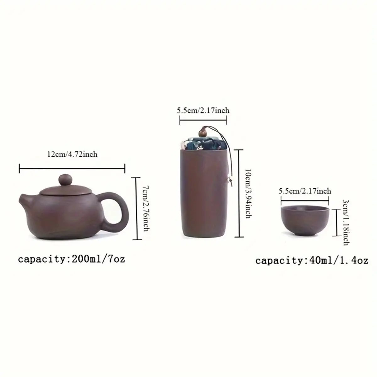 1SET Portable Zisha Tea Set Portable Outdoor Travel Tea Set with One Pot and Four Cups