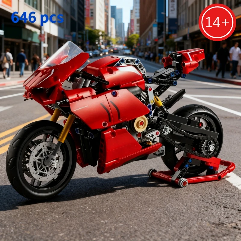 

New 646pcs MOC Technical 42202 creativity Motorcycle Building Blocks Model Mechanical Group Bricks Toys Children Boy Gift