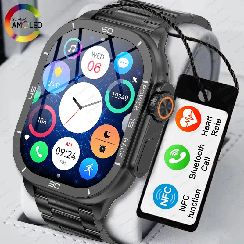 2025 New NFC Men Smart Watch AMOLED 410*502 HD Screen Always Display IP68 Waterproof Bluetooth Call SmartWatch For Xiaomi Huawei