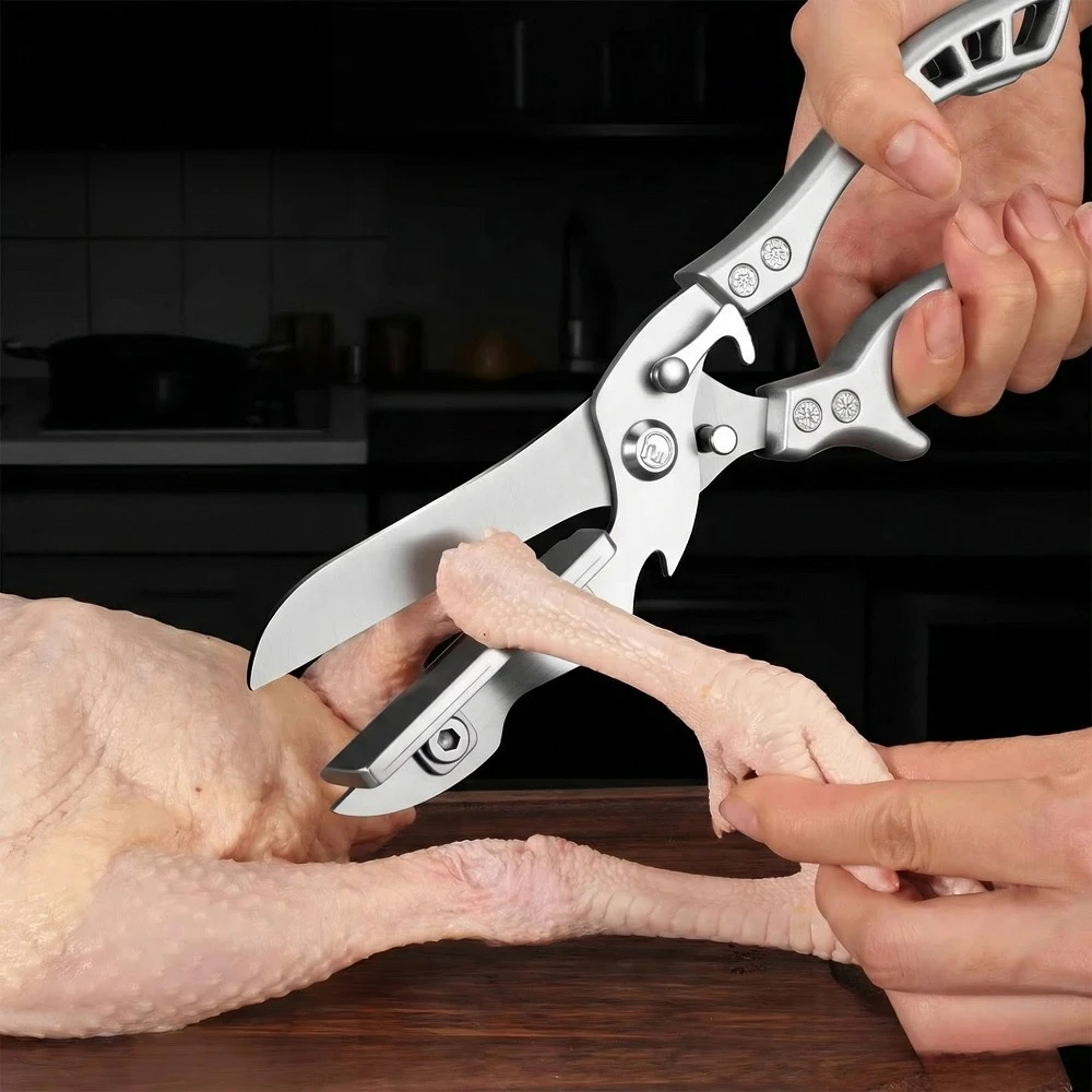 German-Style Heavy-Duty Kitchen Scissors, Extra Large Stainless Steel Multifunctional Food Shears for Chicken Bones C2612