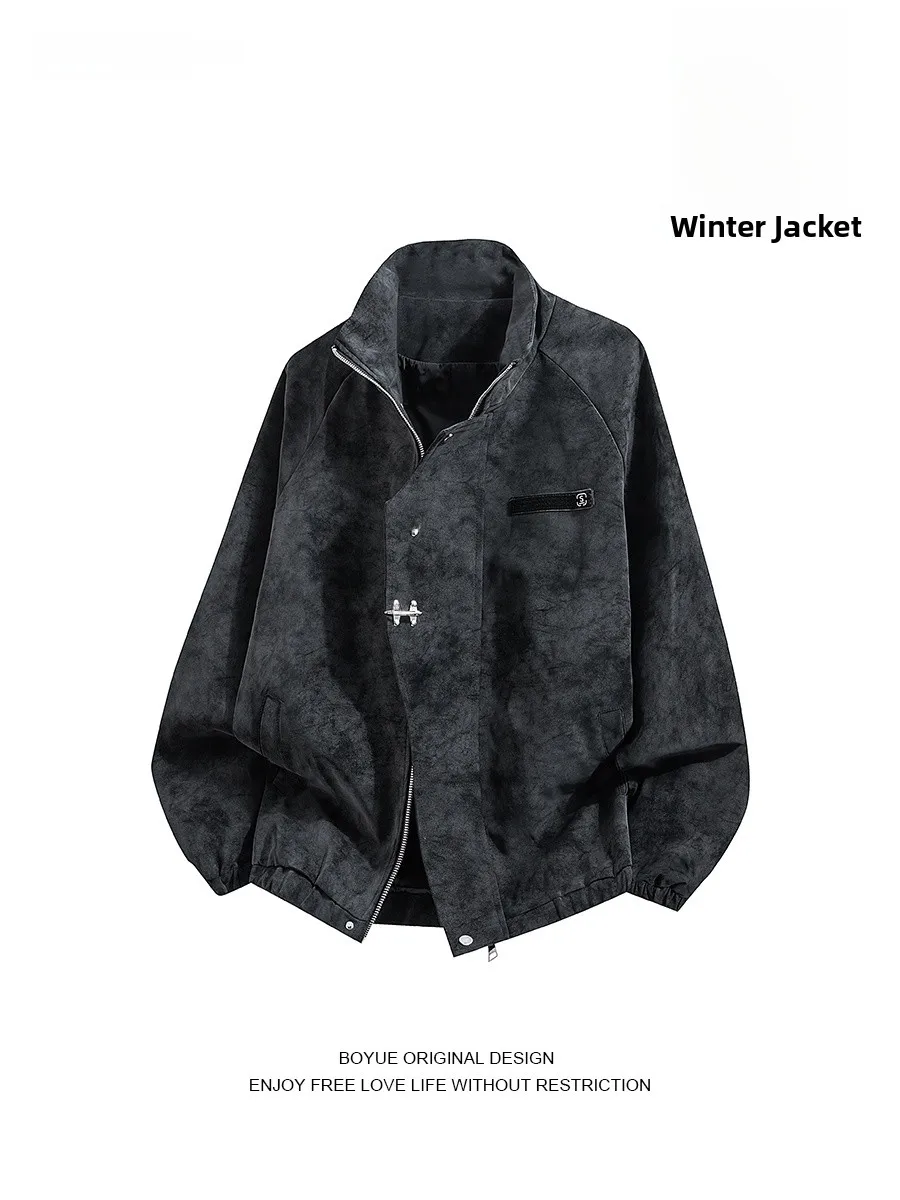 Boyue الصينية Sle مصبوغ Jaet القطن إدراج سستة إغلاق الشارع Sle الرجال ملابس قطنية كبيرة الحجم ملابس خارجية غير رسمية