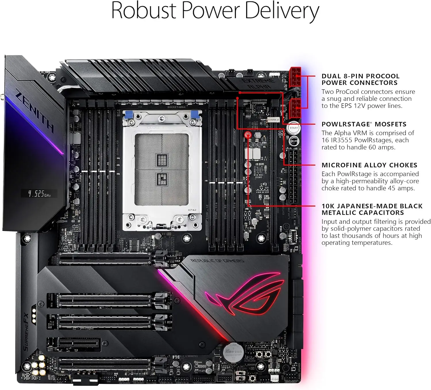 Imagem -02 - Asus-amd X399 Rog Zenith Extreme Soquete para Placa-mãe Tr4 Ryzen 1950x 2990wx 1900x 1950x Cpu Ddr4 128gb 3600mhz Nvme M.2 Pcie 3.0