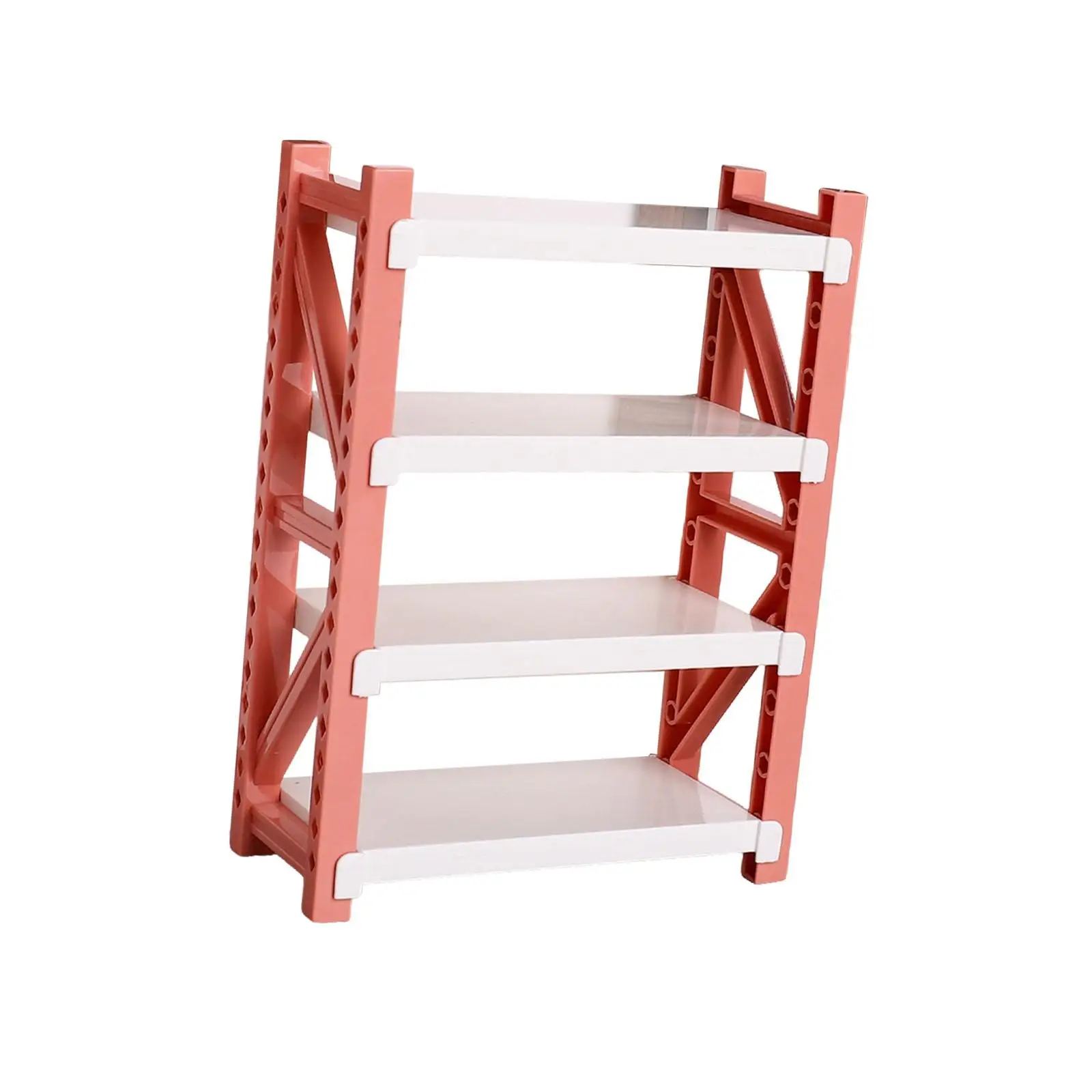 Dollhouse Miniature Storage Rack Bookcase Dollhouse Furniture 4 Tier Storage Organizer Shelves for Micro Landscape Drama Diorama