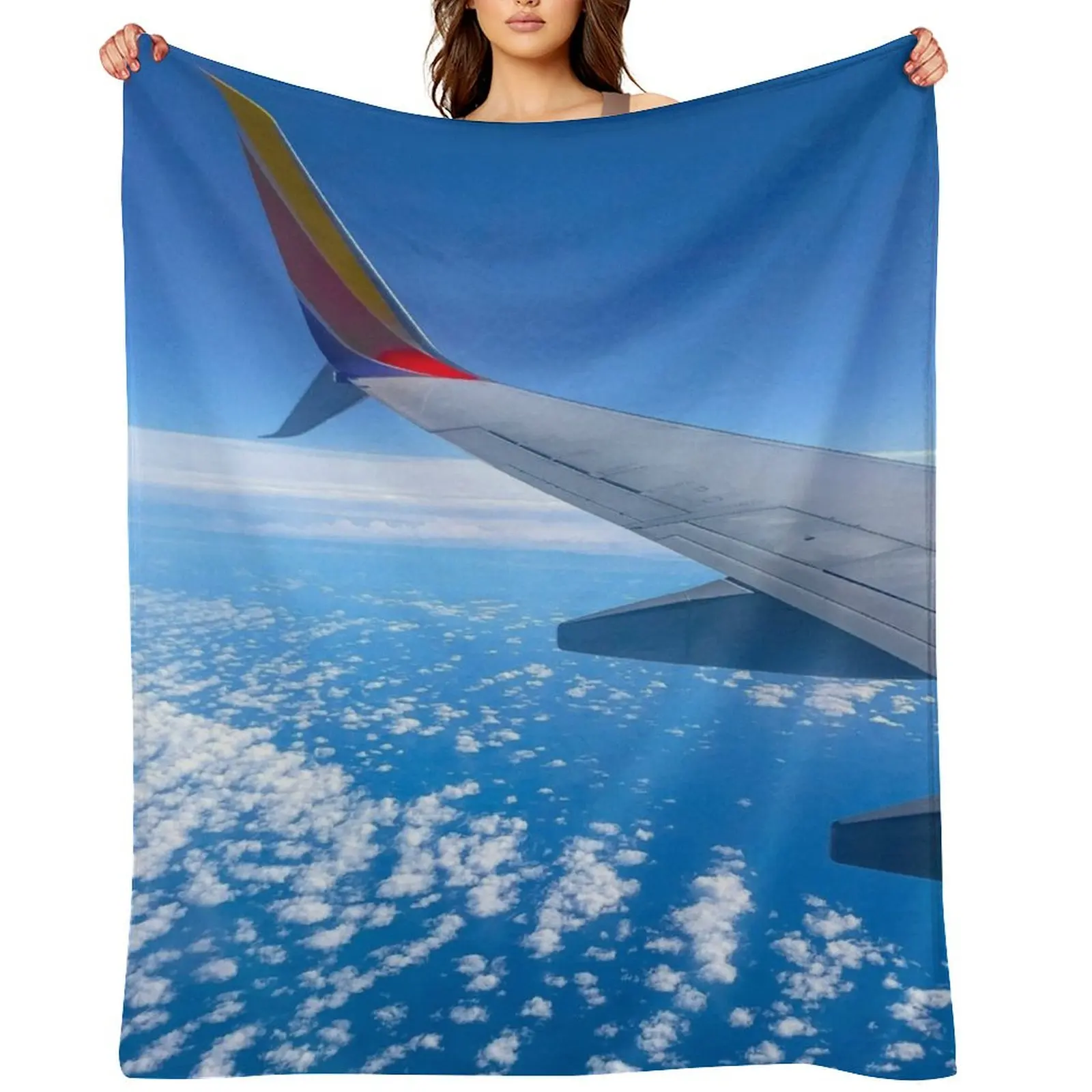 

Plane View of the Blue Sky Throw Blanket for winter Luxury St Cute Plaid Vintage Blankets