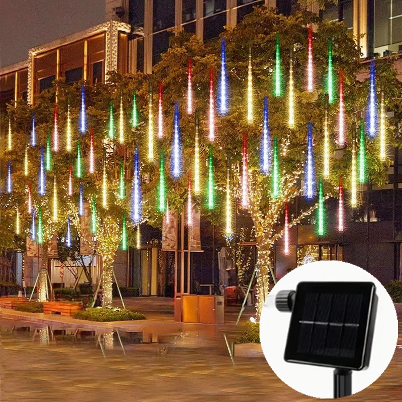 Beautiful 8Tubes Solar Meteor Shower Rain Light LED String Light Wedding Garden Holiday Christmas Street Outdoor Tree Decoration