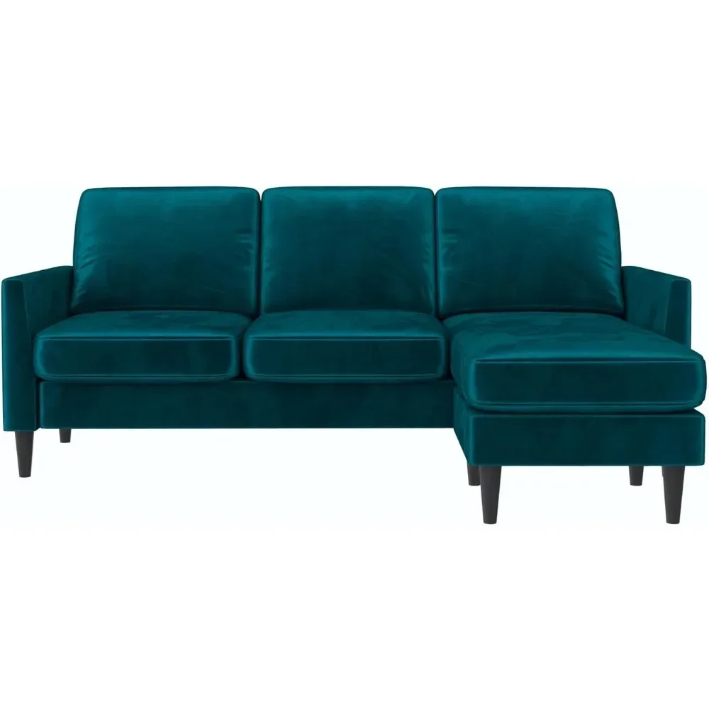 Reversible Sofa Sectional, Green Velvet