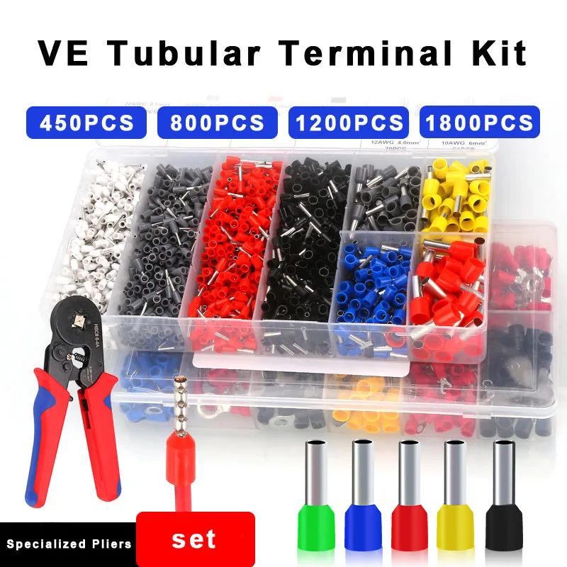 VE أنبوبي العقص محطة كماشة مجموعة متعددة المعدات الكهربائية موصل أدوات العقص مزيج DIY بها بنفسك الأسلاك Proj