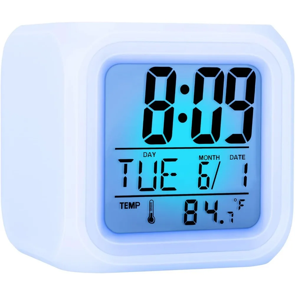 

Digital Alarm Clock, with 7 Color Changing Night Light, with Snooze, Wake Up Digital Clock, Temperature, Alarm Clocks