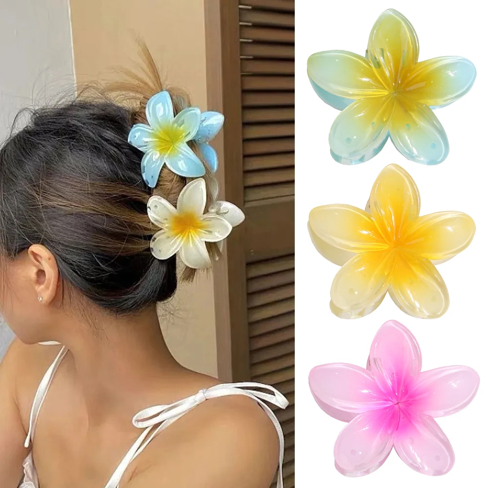 Flower Cute Hair Claw Hairpin For Women Fashion Women Beach Vacation Bohemia Egg Flower Hair Clips Girls Hair Accessories