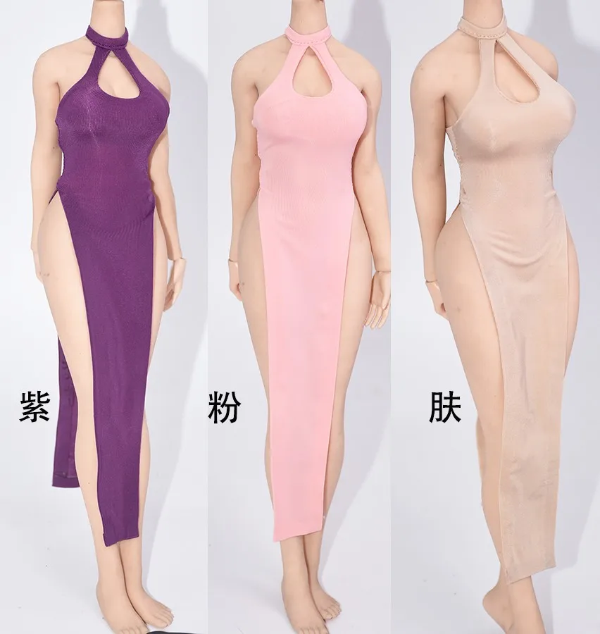 1/6 Scale Soldier Ice Silk Long Cheongsam Model for 12 '' Female