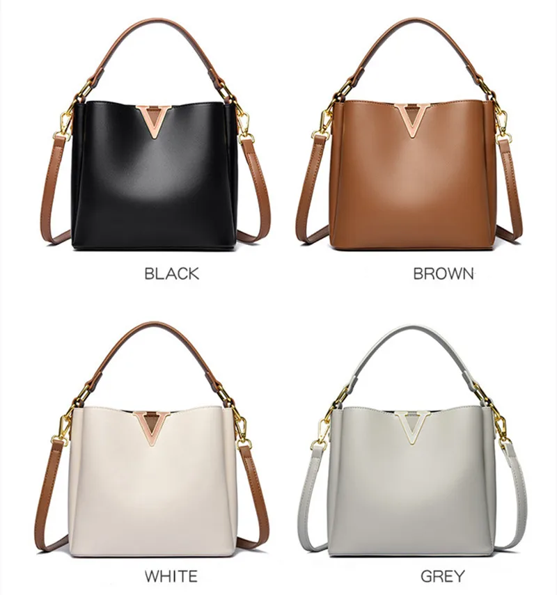 حقائب يد نسائية جلدية ذات علامة تجارية مشهورة لعام 2025 حقيبة يد فاخرة بتصميم أنيق على شكل حرف V حقيبة دلو موضة جديدة حقيبة كتف عبر الجسم #5