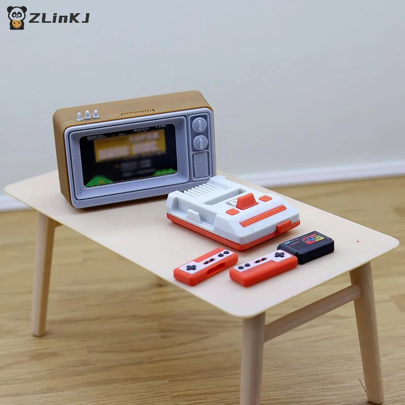 ▶ 1 Stück 1/12 Puppenhaus Simulation Miniatur Nostalgische TV Spielkonsole Modell Wohnzimmer Szene Dekoration Puppe Zubehör Spielzeug
