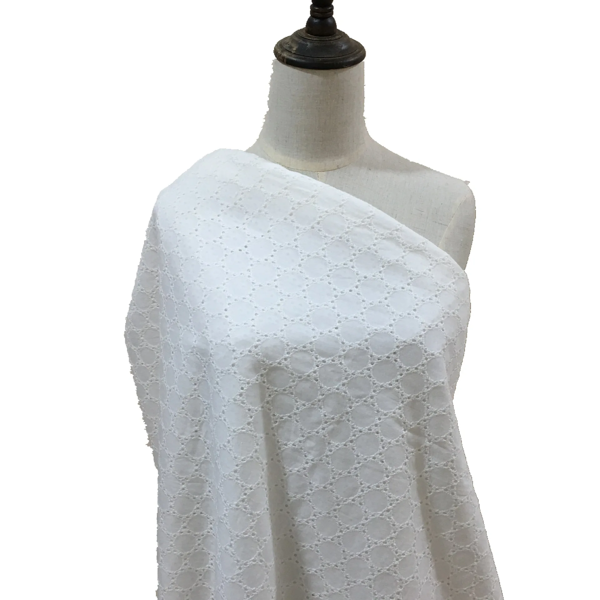 

100x140cm 100%Cotton Fabric Embroidered White Hollow Lace Cloth Sewing Fabrics for Patchwork DIY Wedding Dress Handmade Material