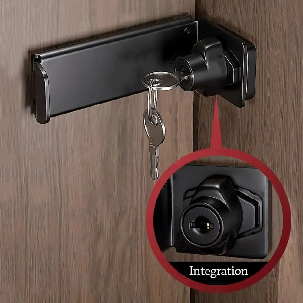 Right Angle Latch Lock 90 Degree Door Hasp for Sliding Barn For Gate Cabinet with Key Rustproof Steel Construction