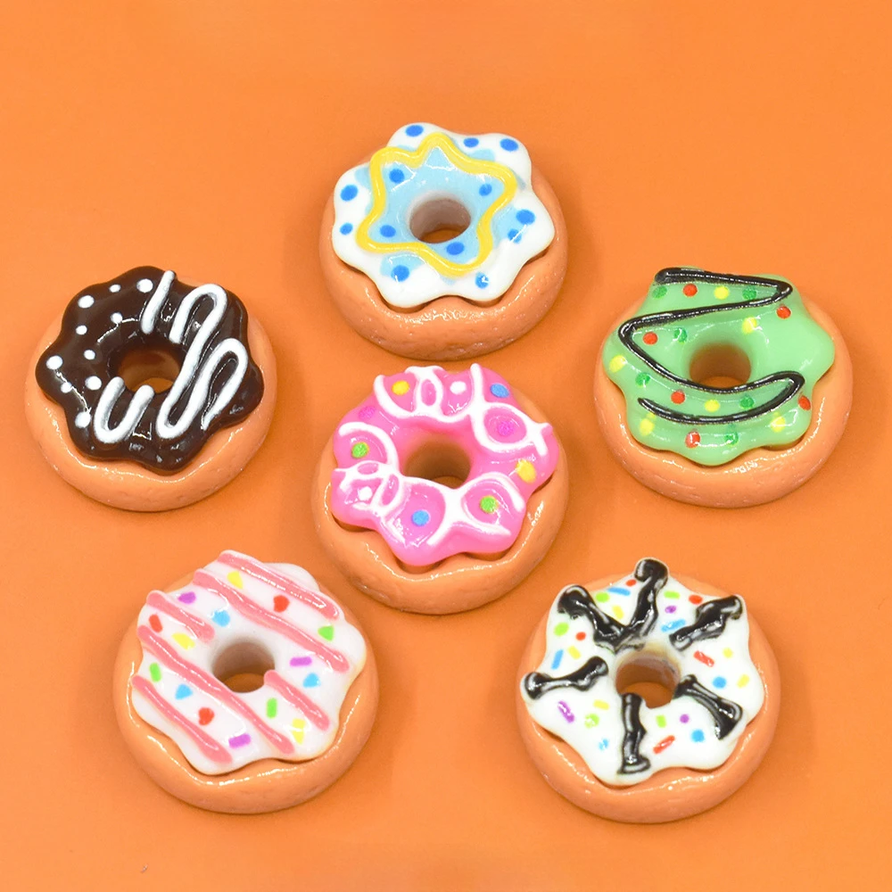 New Kawaii Resin Mini Flatback Donuts Cabochon Deco Parts Material Scrapbook Decoden Charms Crafts Scrapbook Accessories