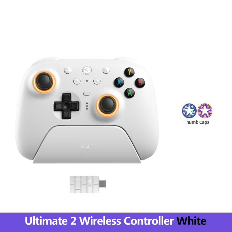 8BitDo Ultimate 2 draadloze controller, Bluetooth/USB/2.4G gamepad met TMR joystick-oplaadstation voor Windows PC, Apple, Steam &