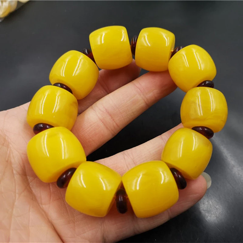 Chicken Oil Yellow , Amber Abacus Bead Bracelet, Unisex