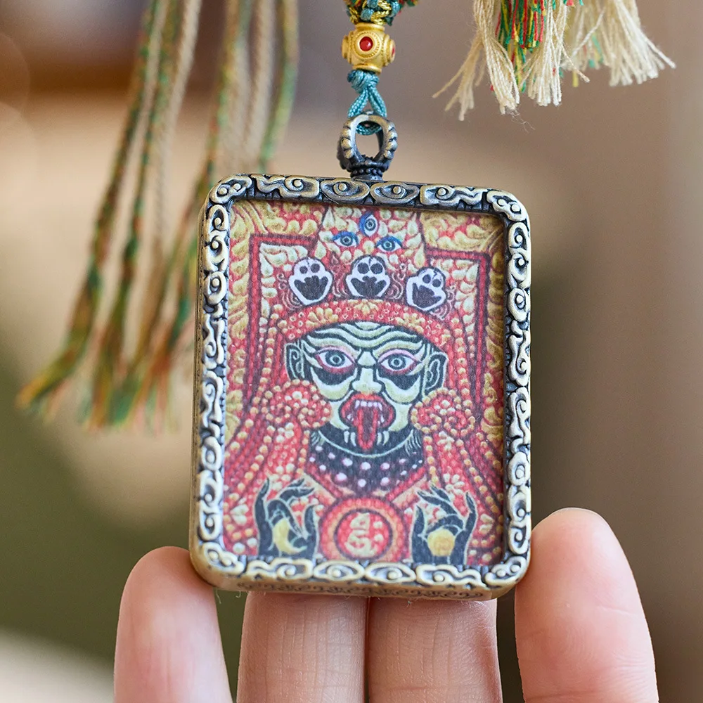 Tibetan Zakiram Zodiac Natal Buddha Hand-Painted Thangka Gawu Box Pendant for Men and Women in the Past and Present Life Necklace