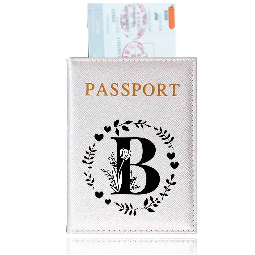 PU Leather Materia Passport Case Credit Card Storage Case Travel Passport Cover for Men and Women Garland Letter Series