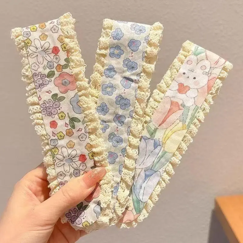 Süßes florales gestricktes Pony-Sticker-Haarband, Sommerliches, niedliches Mädchen-Haarband mit magischem Aufdruck, bedruckter Haarsticker, Kopfschmuck – Detail 7