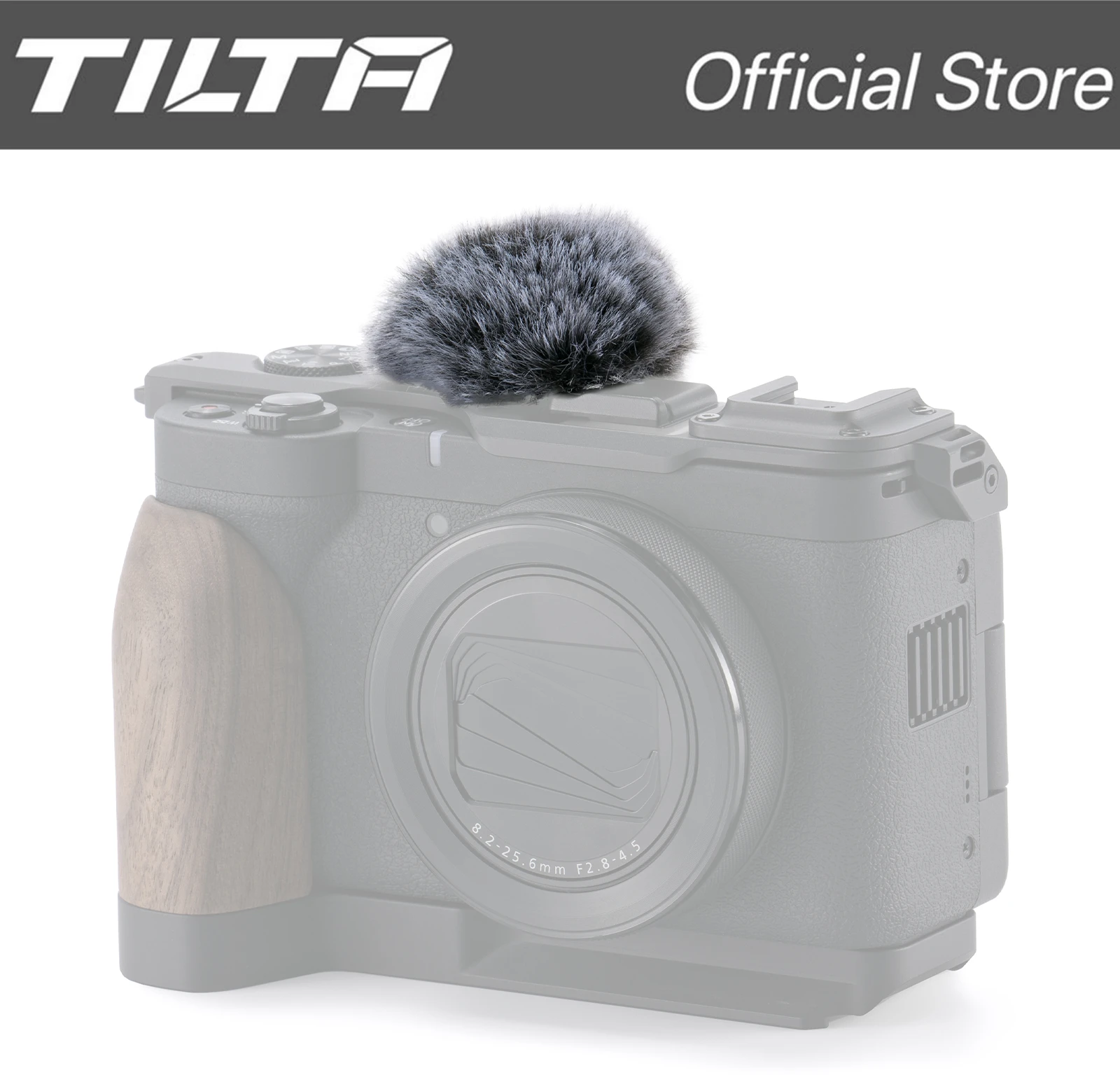 TILTA Vintage camerakooi voor Canon PowerShot V1 basisset - zwarte microfoon voorruit bovenplaat montagebasisplaat met houten