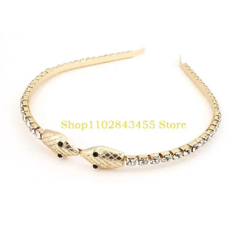 49MC Golden Snake Medusa Headwear Headband Gothic Party Costume Hair Accessories Hair Hoop Crystal Snake